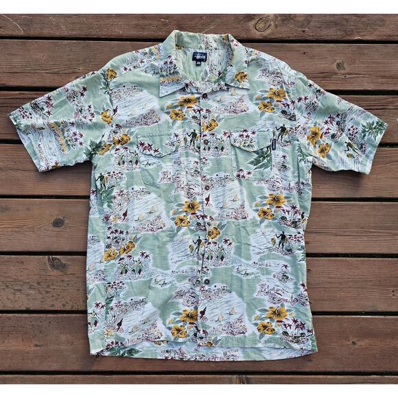 Stussy Hawaiian shirt Men Size XL Paradise Floral Short Sleeve Mint Street wear - Picture 1 of 7